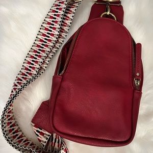 Anthropologie liberty sling bag in red